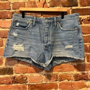 Madewell Relaxed Denim Shorts in Homecrest Wash: Ripped Edition Size 31
